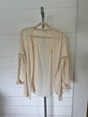 Margaret O’Leary Silk Cotton Cardigan Open Back Layer Cream XS S